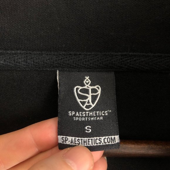 SP Aesthetics Men's Size Small Black Two-Way Full Zip Long Sleeve Hooded Jacket - Picture 9 of 11